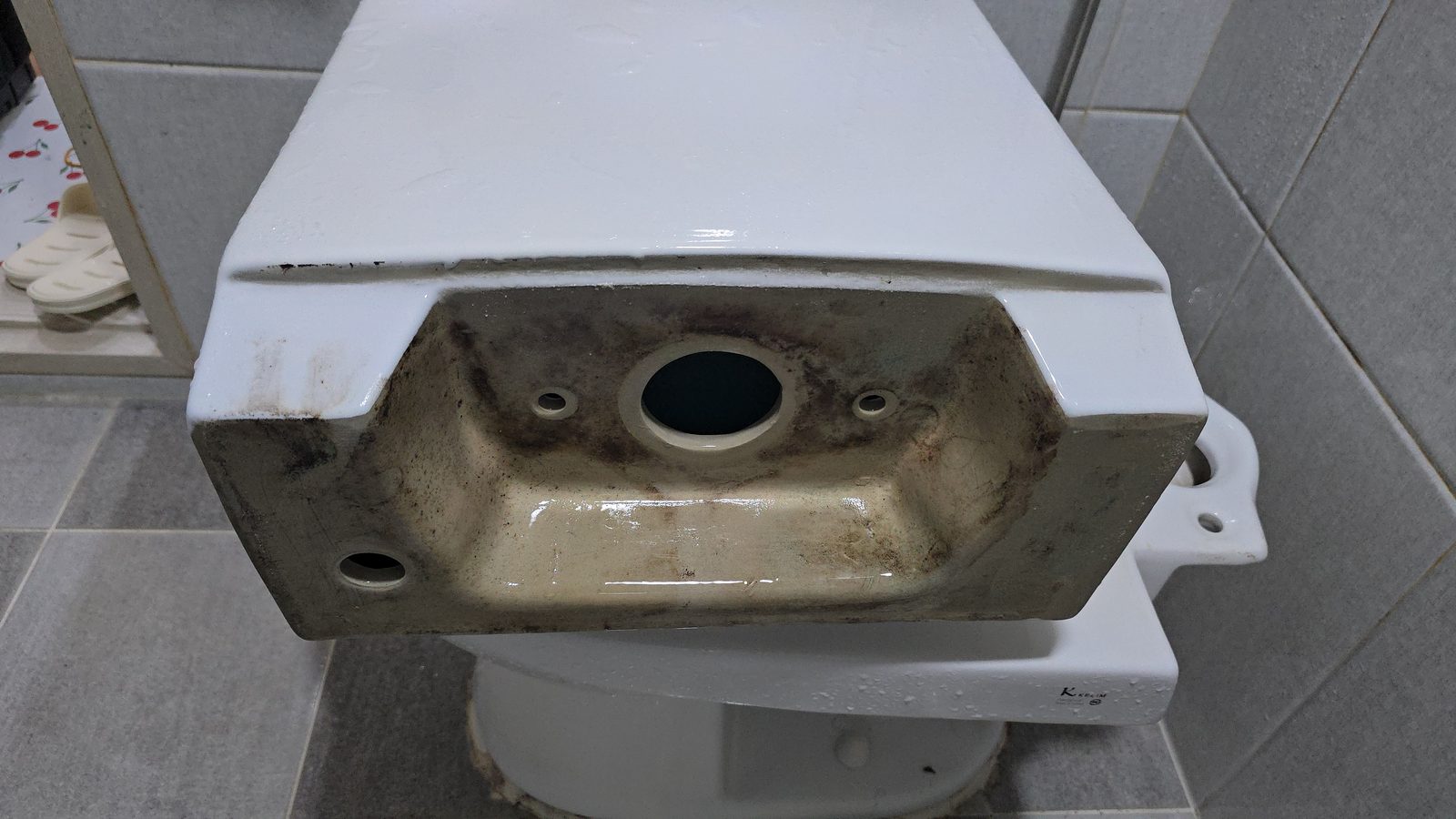 탱크 내부 물때 제거 완료